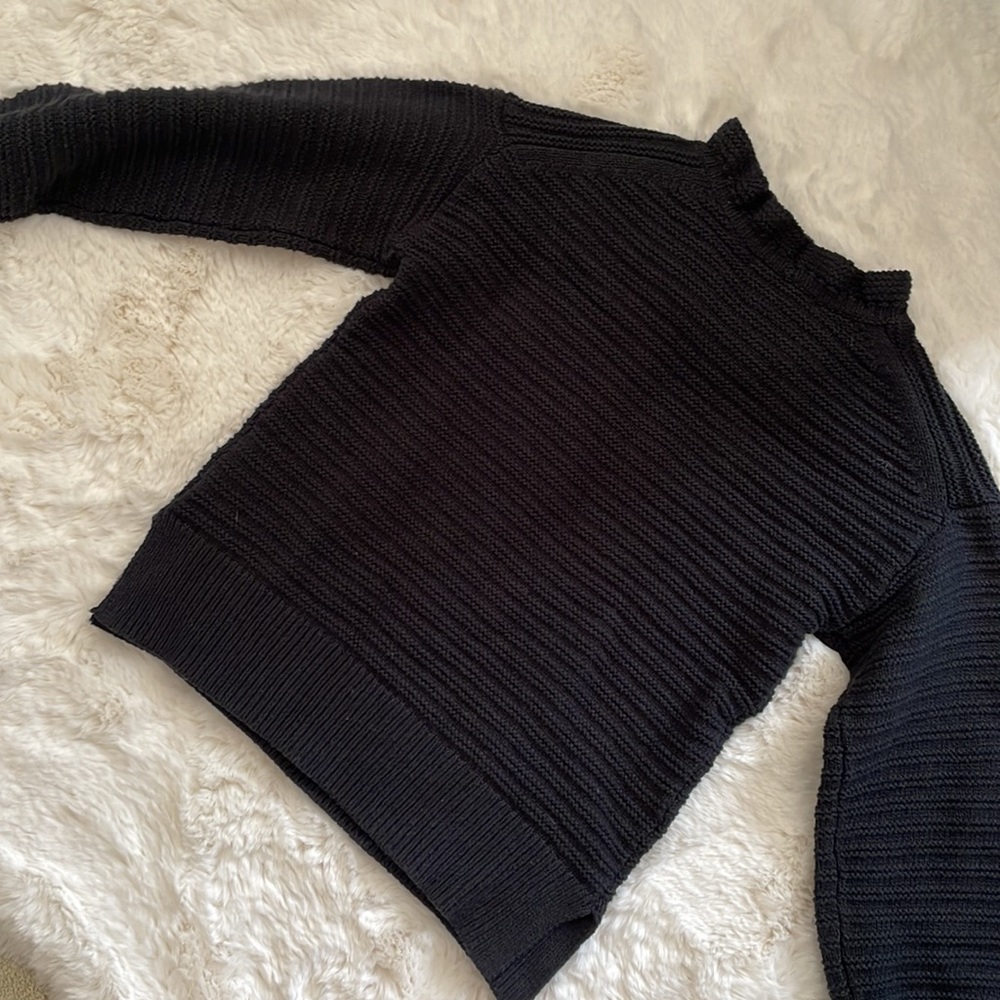 NWT MADEWELL Ruffle-Neck Pullover Sweater in Cotton-Merino Yarn - Picture 5 of 16